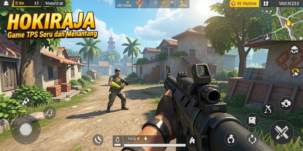 Screenshot gameplay HOKIRAJA yang menunjukkan aksi tempur seru.