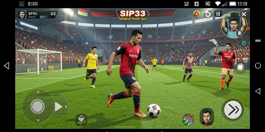 Tangkapan layar utama SIP33 menampilkan aksi sepak bola yang seru.